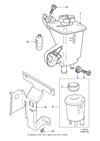 C2D40723 - Jaguar Power steering reservoir and cap