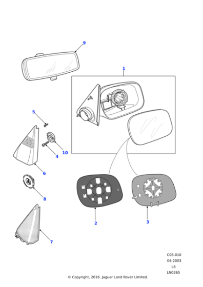 CRB501171PMD - Land Rover Mirror assembly-electric control exterior