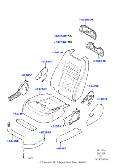 LR110679 - Land Rover Cover - Seat Reclining Mechanism