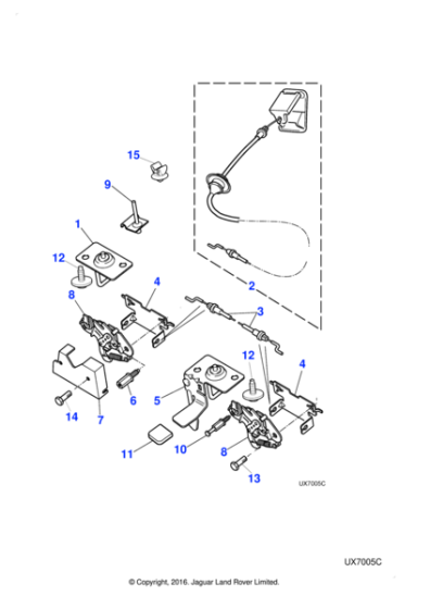 XR825872 - Jaguar Bonnet release cable bracket
