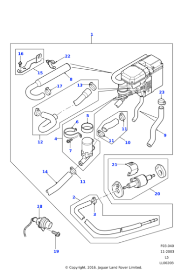 JHB100700 - Land Rover Hose assembly