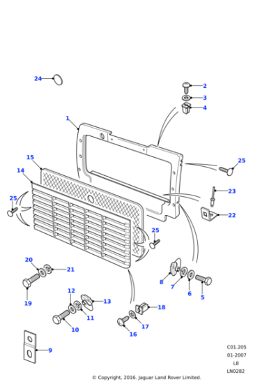 LR051771 - Land Rover Grille-radiator painted