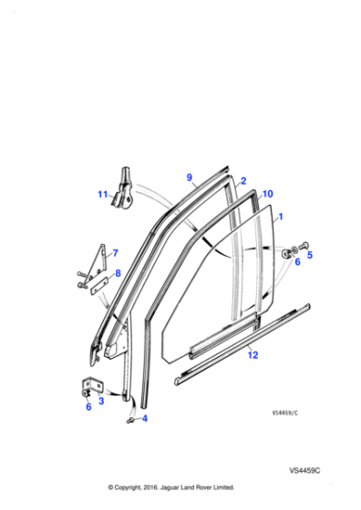 BCC5320 - Jaguar Door glass and carrier