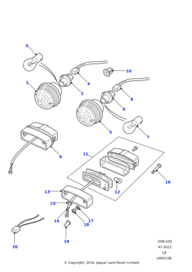 LR048187 - Land Rover Lens & body-rear indicator