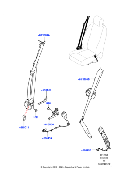 LR131966 - Land Rover Pretensioner - Seat Belt