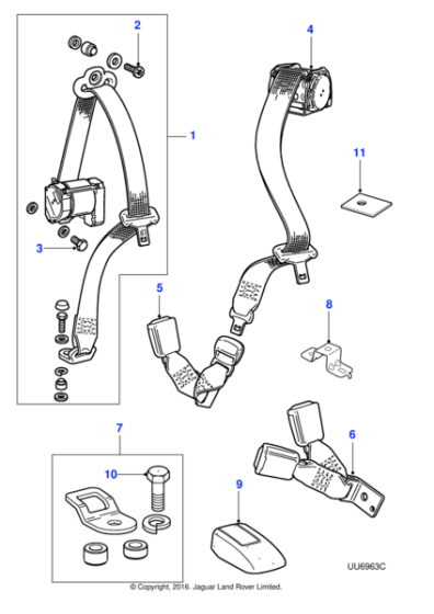 XR81382LEG - Jaguar Seatbelt