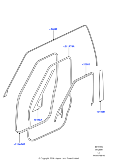 LR037755 - Land Rover Seal - Door Front And Rear