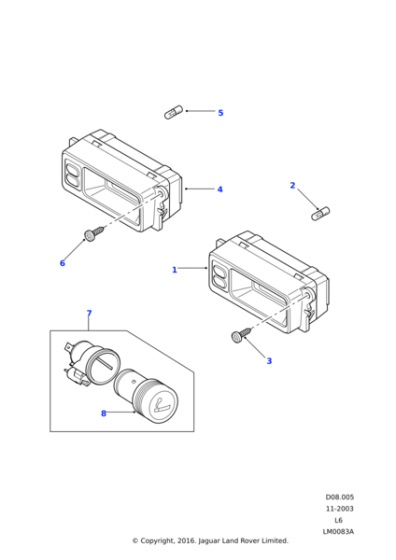 YUJ100490 - Land Rover Cigar lighter assembly facia/console