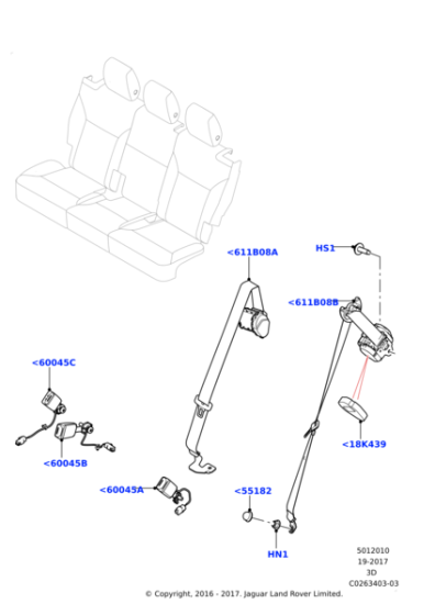 LR081171 - Land Rover Seat Belt