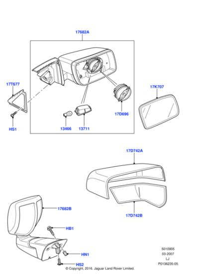 CRD500280 - Land Rover GLASS - DOOR MIRROR