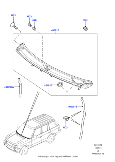 LR022997 - Land Rover Panel - Cowl Top - Outer
