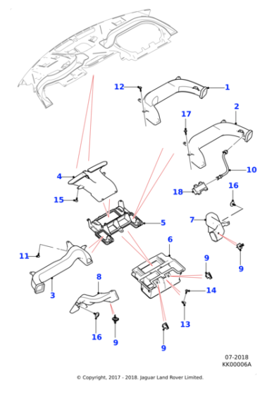 J9C15070 - Jaguar Facia duct