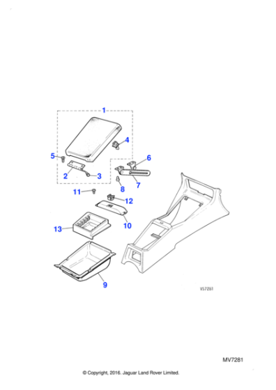 BCC5638AE - Jaguar Console armrest/lid