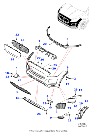 J9C14112LML - Jaguar Bumper - Front