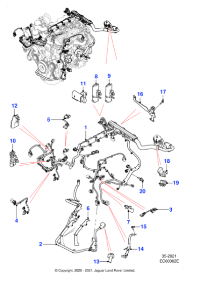 T4A11181 - Jaguar Alternator cable