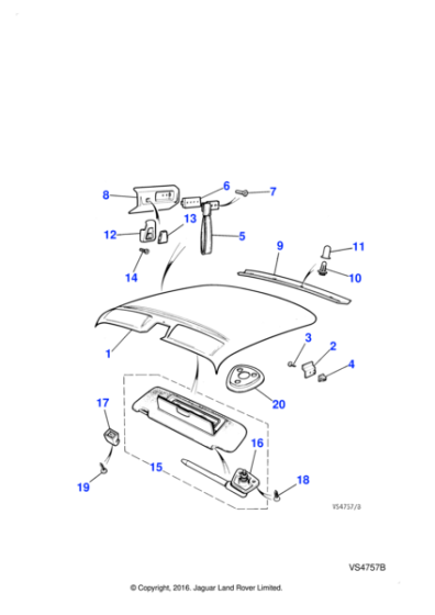 BCC9494AEE - Jaguar Sunvisor support clip