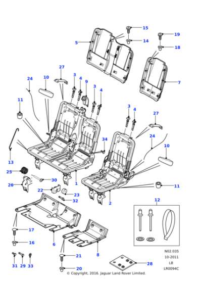 HJQ500240PUY - Land Rover Sleeve - Headrest Guide