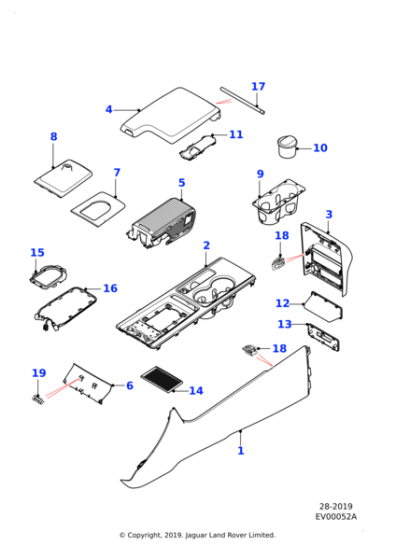 T4N10083YPL - Jaguar Armrest lid