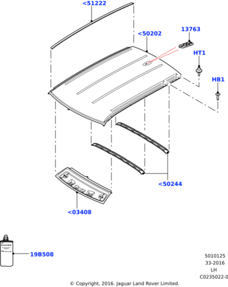 LR049356 - Land Rover Reinforcement - Roof Panel